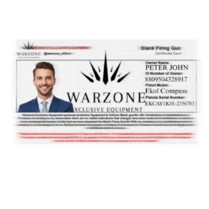 BLANK GUN ID card or Certification card
